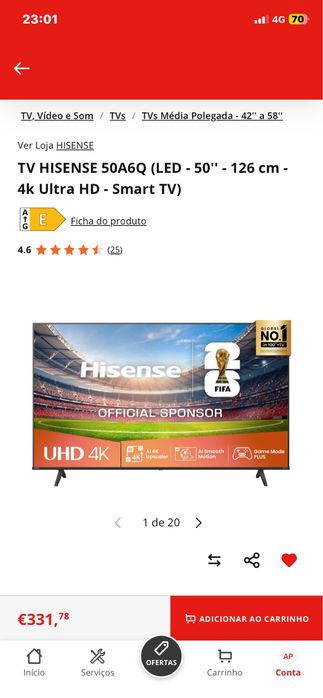 TV HISENSE 50A6Q (LED - 50"' - 126 cm - 4k Ultra HD - Smart TV)