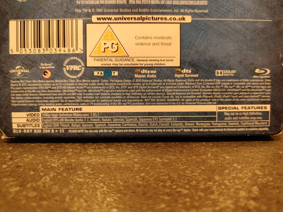 The lost world Jurassic Park Park Jurajski Blu-ray steelbook