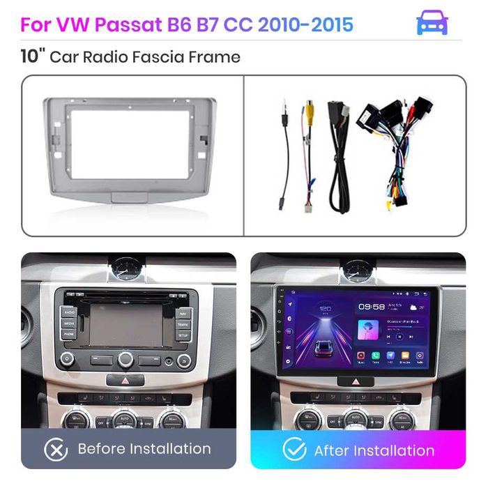 Molduras e cabos para rádio android BMW Renault Peugeot, Audi 9/10"