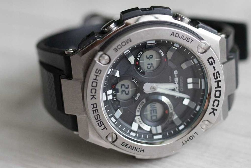 Casio G-Shock męski GST-S110-1ADR SOLAR zegarek srebrny