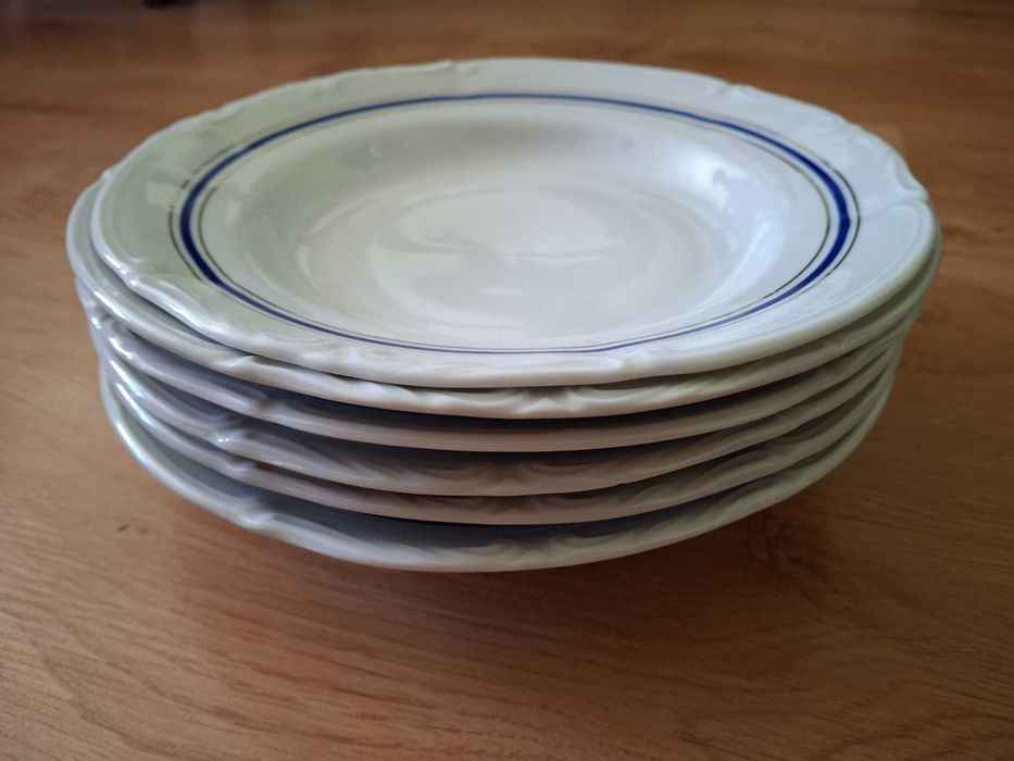 Zastawa stołowa ceramika Chodzież 6 talerzy głębokich 2 misy sosjerka