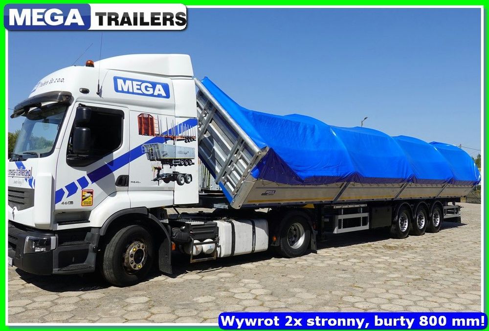 Platforma / Wywrotka 2 strona, 12,60 m, burta 800 mm!  GOTOWA !!! Wywrotka 30 TON ład. materiały sypkie i palety, NOWOŚĆ !!