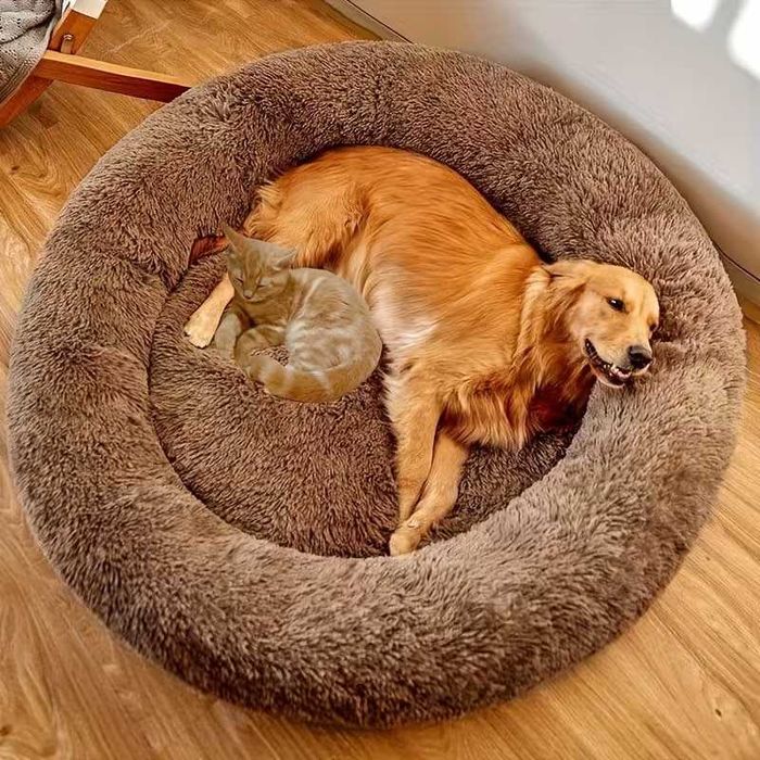 Маленьке, середнє, велике зимове плюшеве тепле ліжко для котів й собак