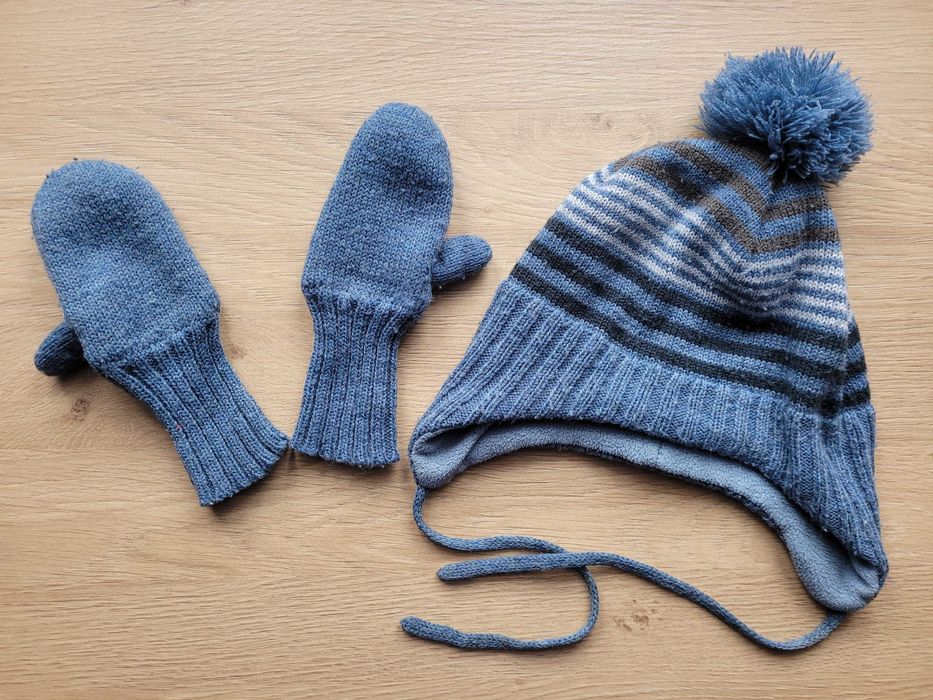 Komplet zimowy H&M rozm.86 czapka rękawiczki