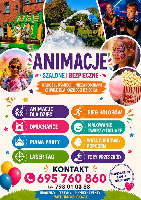 Wynajem zamków dmuchanych, dowóz, gratisy ANIMACJA PIANA PARTY