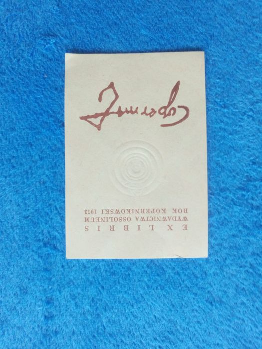 Ex Libris Wyd. Ossolineum Rok Kopernikowski 1973 z wytłoczeniem 3D