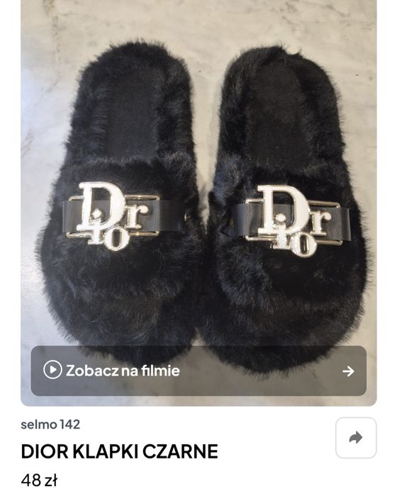 Klapki logowane beżowe Dior podeszwa 3.5 cm