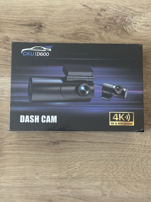 Wideorejestrator samochodowy GKU D600 4K WiFi + kamera tylna | NOWY