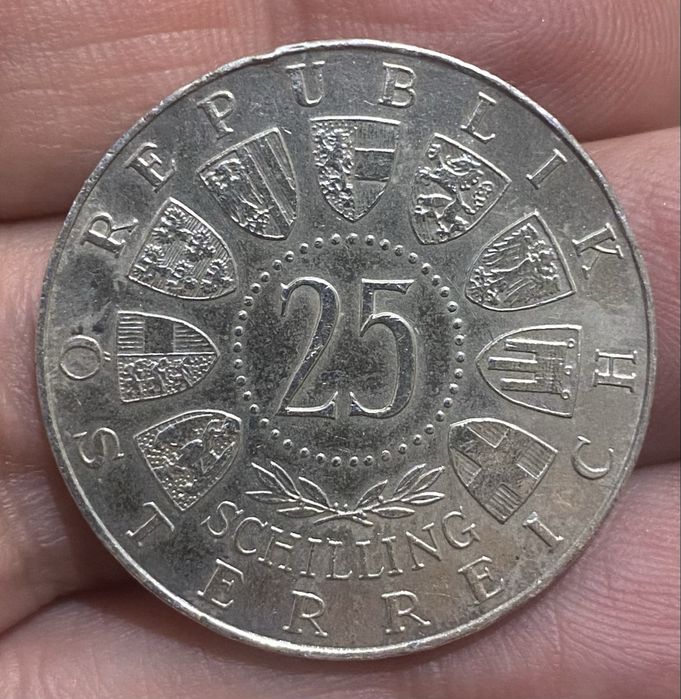 Moeda 1004 - AUSTRIA 25 Shilling 1957 Prata