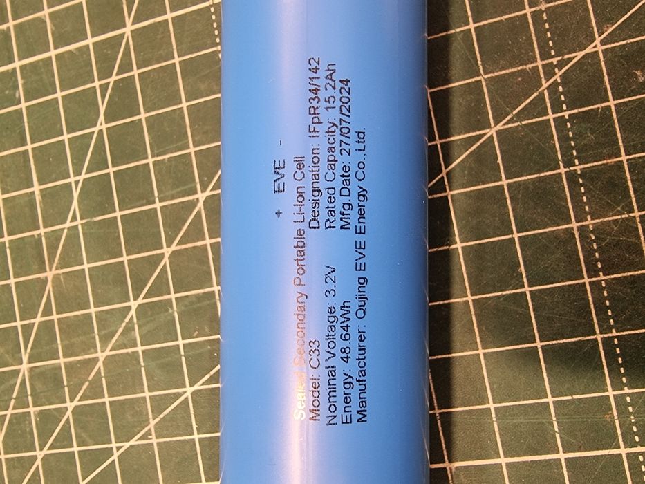 Акумулятор lifepo4 EVE 33140 , 15,2Ah з навареною нікелевою стрічкою