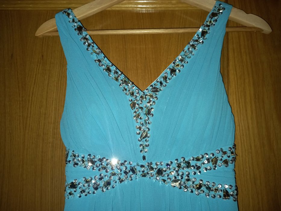 Vestido de cerimónia azul turquesa