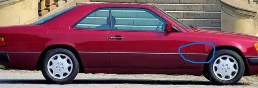 MERCEDES C124/ W124/ A124 nakładka chrom listwa na błotnik prawa strona części blacharskie nadwozia klocki tarcze hamulcowe