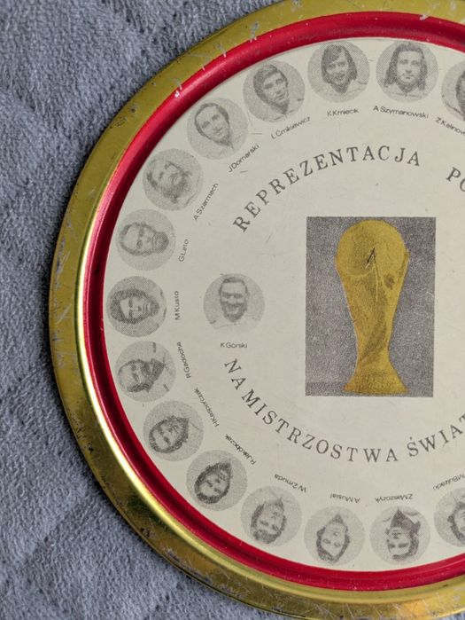 Kolekcjonerska taca metalowa Reprezentacja Polski MŚ 1974 PRL