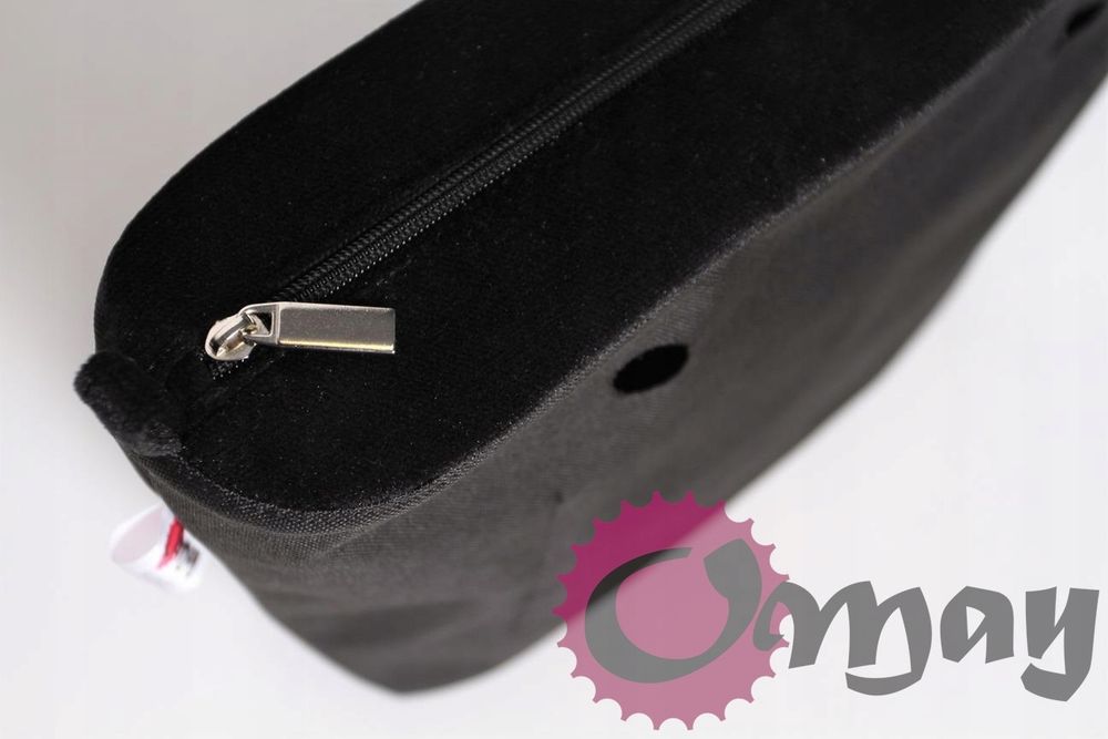 CZARNY organizer OBAG MINI Welur Velvet 2 kieszenie wnętrze OMAY