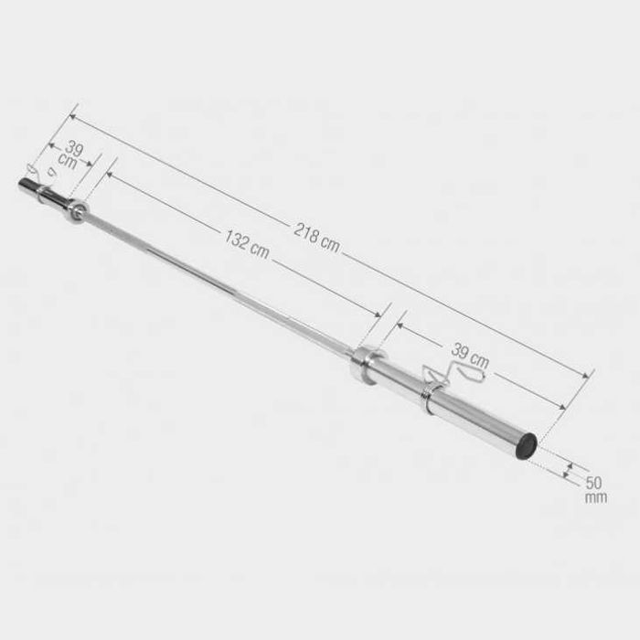 Gryf olimpijski długi prosty 218cm średnica 50mm waga 16,5kg