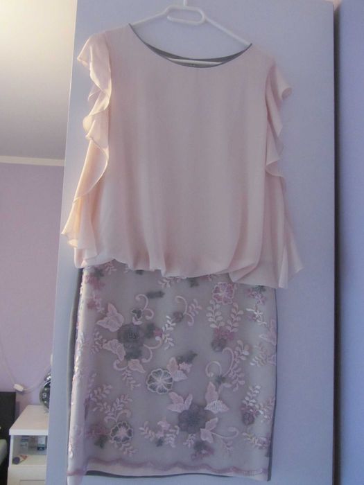 Elegancka sukienka 38 haft+koronka