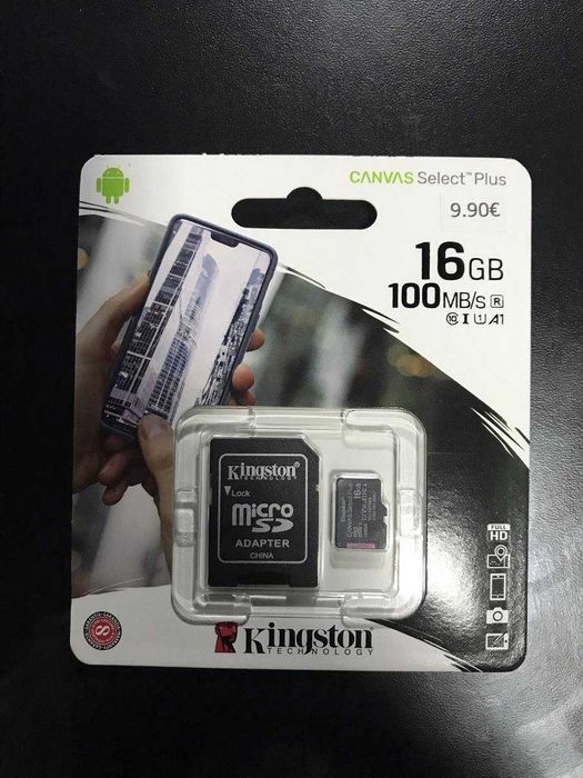 Cartão de memória Kingston 16GB com adaptador Micro SD