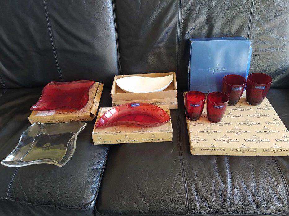 Pratos, fontes, copos Villeroy e Boch, novos em embalagem
