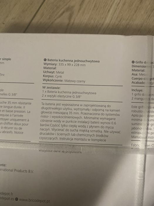 Czarna bateria kuchenna jednouchwytowa