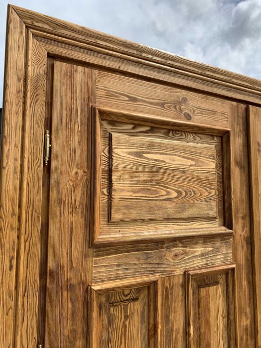 Drzwi Dwuskrzydłowe drewniane LITE SZCZOTKOWANE postarzane retro