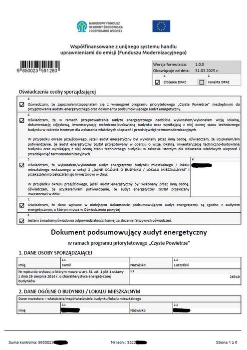 Audyt energetyczny Czyste Powietrze/Świadectwo energetyczne/Termowizja