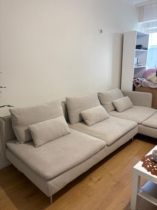 Sofa IKEA SÖDERHAMN 4-osobowa z szezlongiem STAN IDEALNY Jasny beż