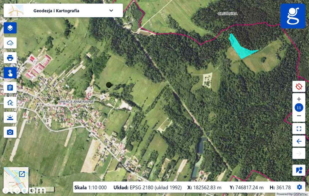 Działka 14655 m2 w sercu Bieszczad, Uherce Mineralne, wysoko położona