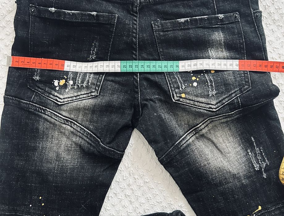 Spodnie Dsquared2 czarne nakrapiane super stretch