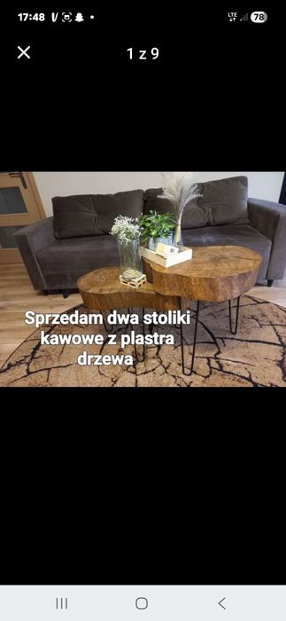 Stolik kawowy z plastra drzewa