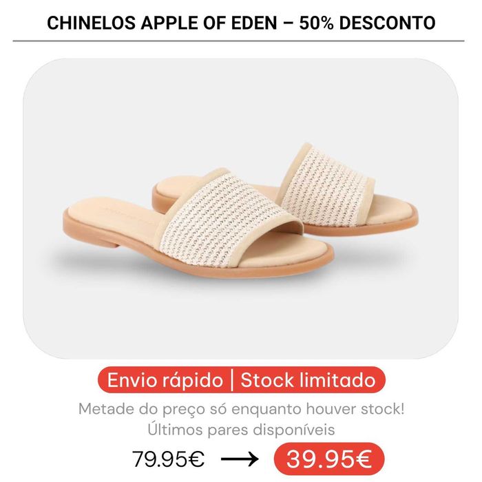 50% Desconto - Chinelo Apple of Eden Shoes