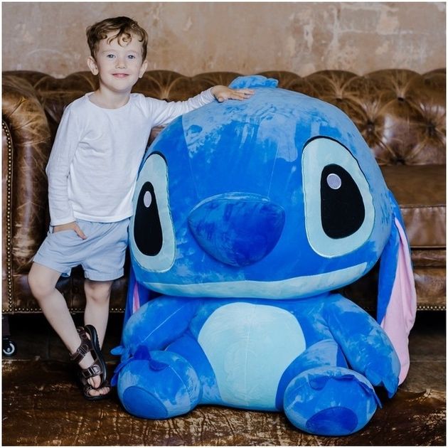 Большая Мягкая игрушка Стич синий розовый Мʼяка іграшка Стіч синій