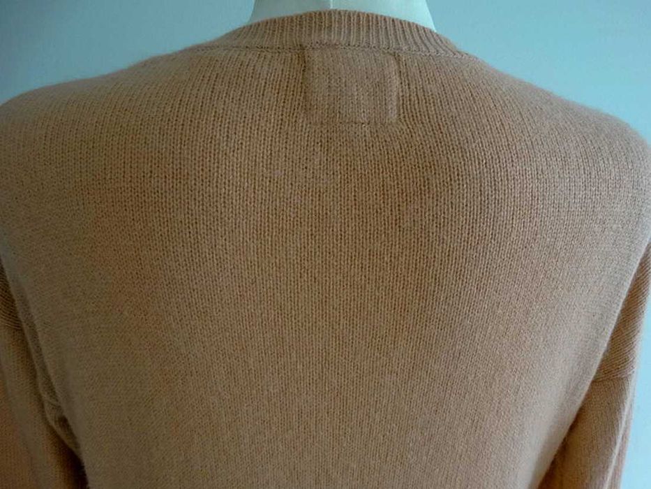 Sweter Kardigan z Angorą Długi Rozpinany Camelowy Kolor L