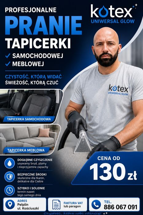Pranie tapicerki samochodowej oraz meblowej