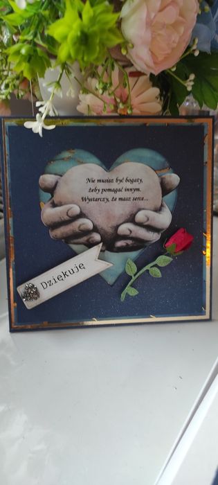 Podziekowanie, kartka ręcznie robiona.