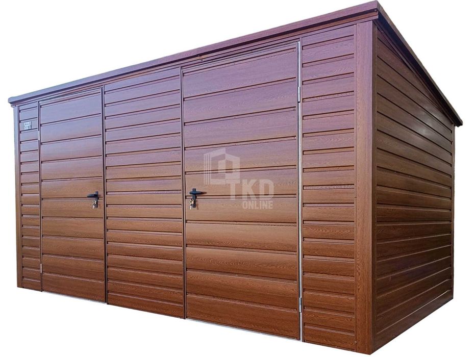 Schowek Domek Ogrodowy 4X2,5M 2X Drzwi Drewnopodobny Dach Spad  Tkd319