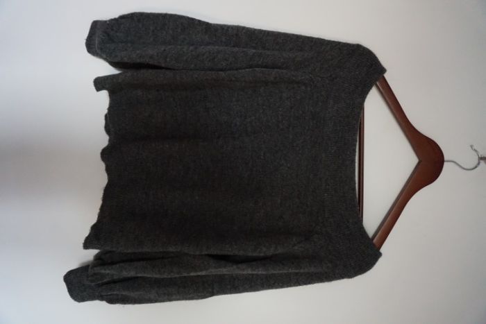 Śliczny szary sweter H&M L 40 M 38 S 36 dekolt w łódkę bufiaste rękawy