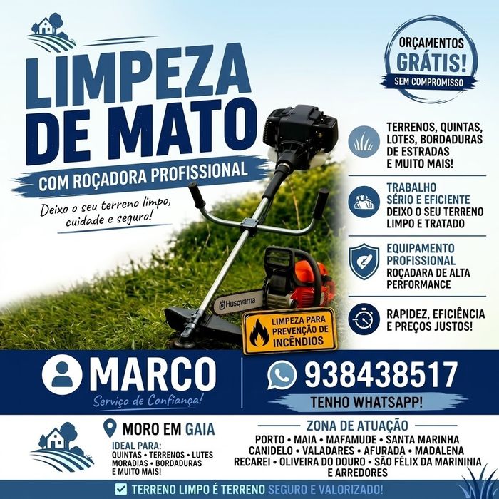 Serviço de Limpeza de Terrenos e Mato com Roçadora Profissional - Porto e Vila Nova de Gaia