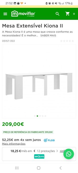 Mesa extensível branca