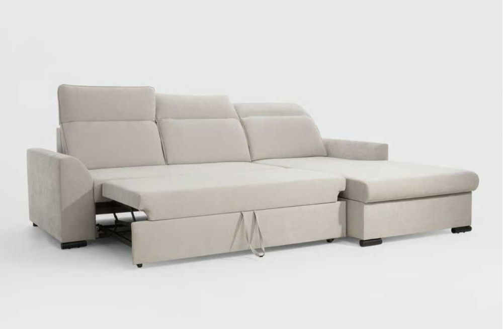 Narożnik z regulowanymi zagłówkami, jasnoszary, prawy