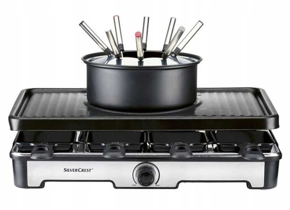 Grill raclette i fondue Silvercrest SRGF 1400 A2, dla 8 osób