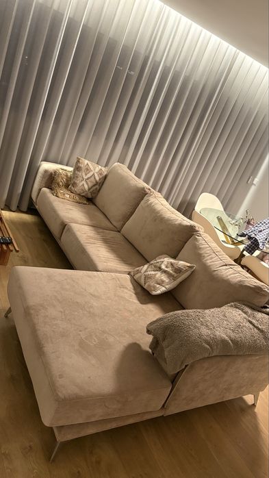 Sofa 3 metros rosa bege novo