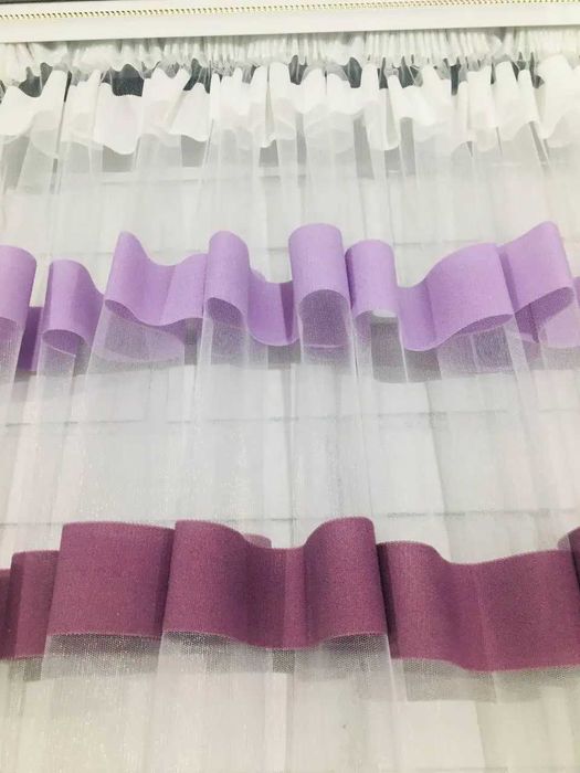 Тюль фатін у смужках висота 2,9 м тканина на відріз або пошиття