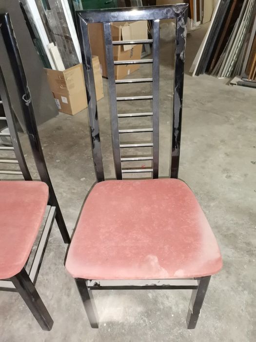 Mesa de sala octógonal lacada preta com 6 cadeiras