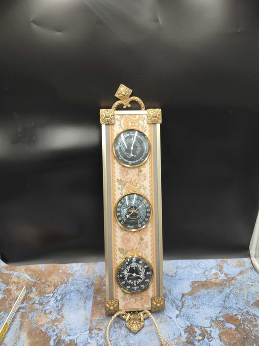 Stacja Pogodowa - Barometr - termometr - Mosiądz - Gobelin - 3388