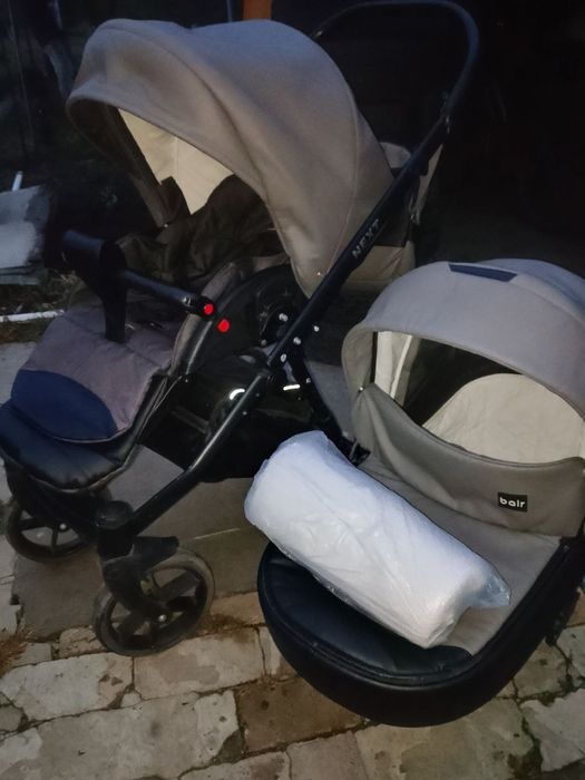 Коляска 2в1 . Повний комплект. Bair Next. Екошкіра,сірий колір