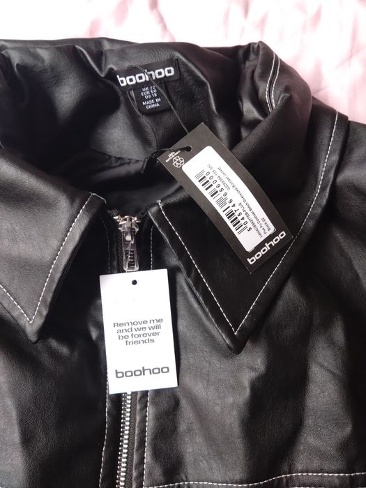 Casaco Bomber Oversized Preto Cabedal Vegan NOVO