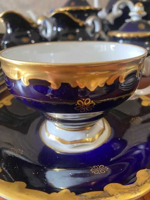столово-чайний німецький сервіз, кобальт+ золото
