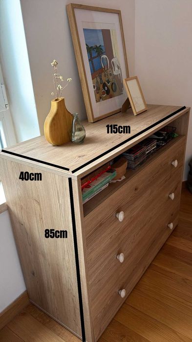 Móvel cómoda quarto com 3 gavetas