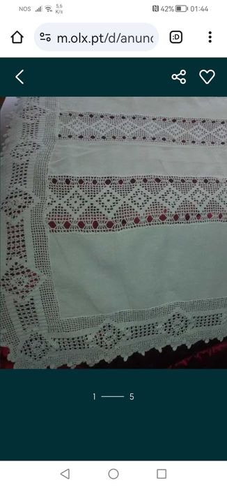 Colcha/Toalha de mesa em linho e renda croché