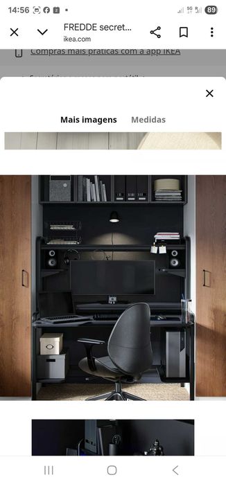 Secretaria gamer preta ikea da gama FREDDE